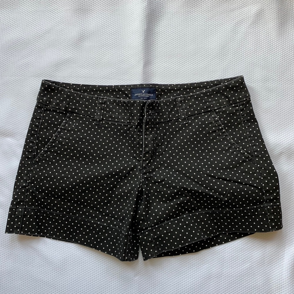 Black with white polkadot American Eagle shorts